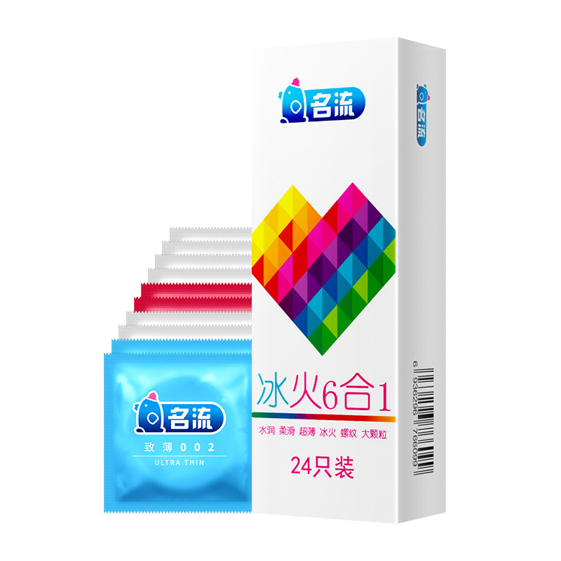 名流 冰火6合1组合装避孕套 24只装(货号:Q21356)